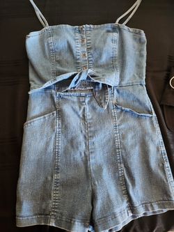 Medium Front Tie Denim Romper