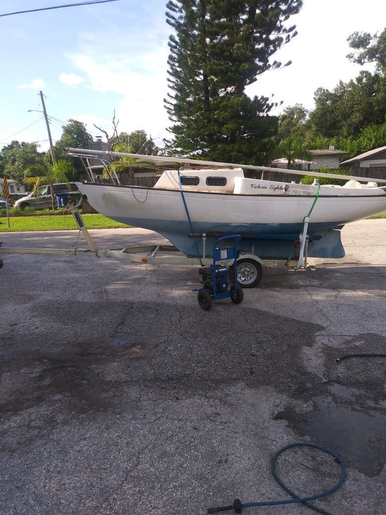 18ft. Sail Boat And Trailer Day Sailer.1000.obo.lost Storage