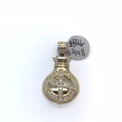 Gold 14k Money Bag Pendant New 