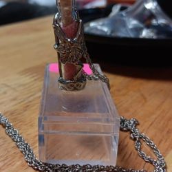 Necklace With Fairy Pewter Holder Faury Dust Pink
