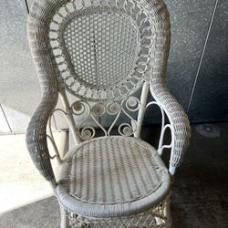 Vintage White Wicker Rocking Chair (1)