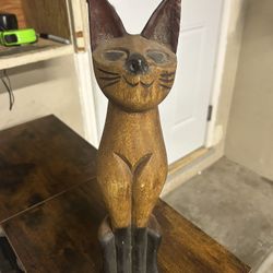 Wooden Cat Decor From Jamaica 