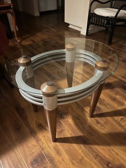 Oval glass top side table