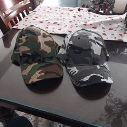 2 brand new camouflage valcro baseball Caps Hats