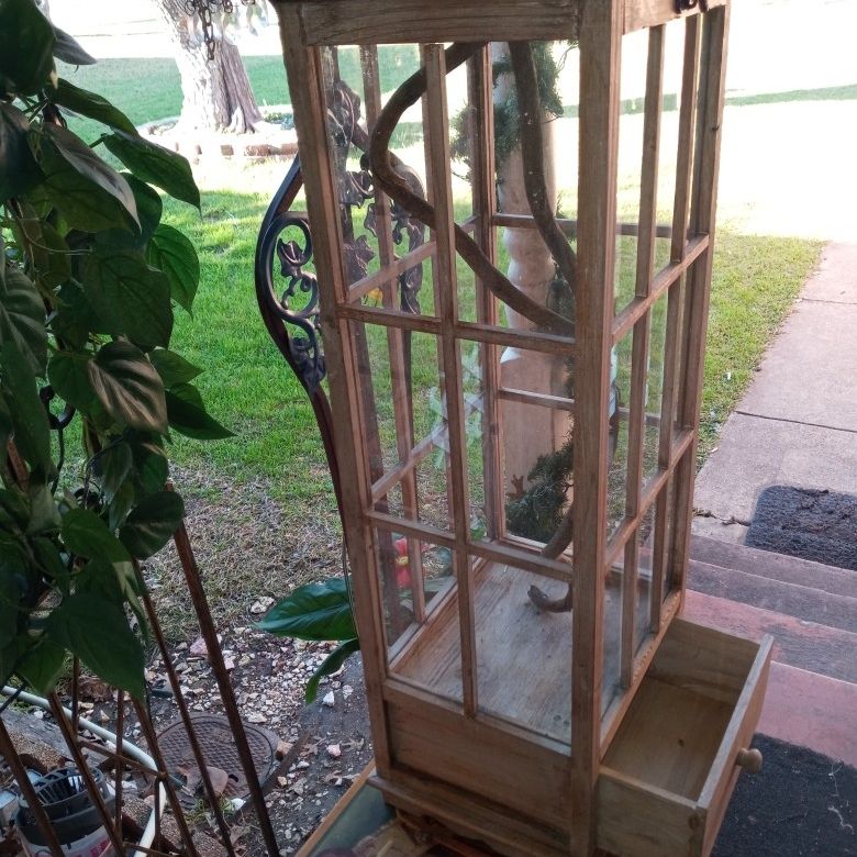 Wood Framed Glass Side, bird cage. OBO