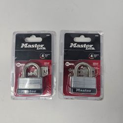 2 Master Lock 500D 1-3/4in Laminated Steel Warded Locking Padlocks 9/32" Shackle