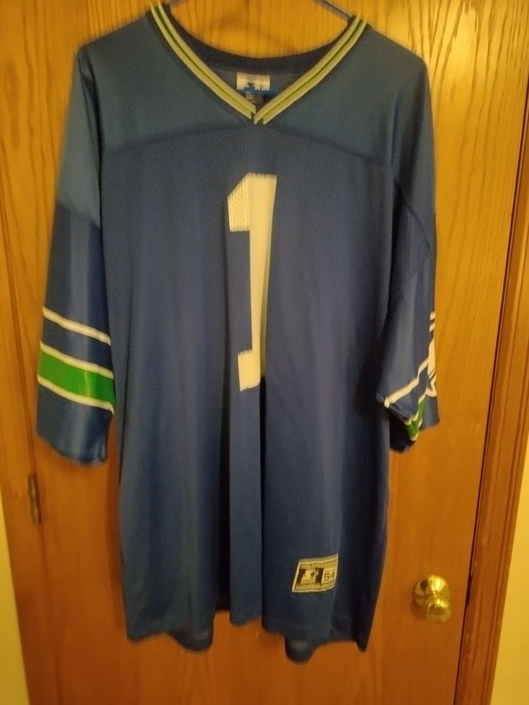 Seahawks Jersey Player Warren Moon Silk-screened #1 Royal Blue Size 2x
