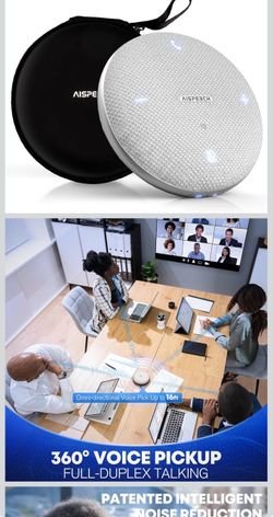 Conference Speaker and Microphone for Online Meetings and Remote Work, Gray