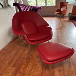 Authentic Womb Chair & Ottoman In LEATHER 