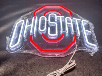 New Pugna Ohio State University Neon Sign 13.39" x 12.2" LED Wall Sign OSU Dimmable w/ Chain Hook.