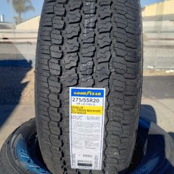 Tires New Goodyear Wrangler All Terrain Kevlar 275 55R20 $680 Set Of Four Install Mount And Balance 