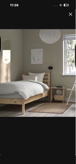 IKEA  Pine Wood Twin Bed Frame and mattress, twin bed set, XL long twin