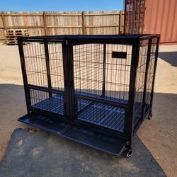 49” XL Heavy Duty Dog Cage, With Removable Divider;  Stackable Up To 2-Tiers; Foldable  (new) 📦
