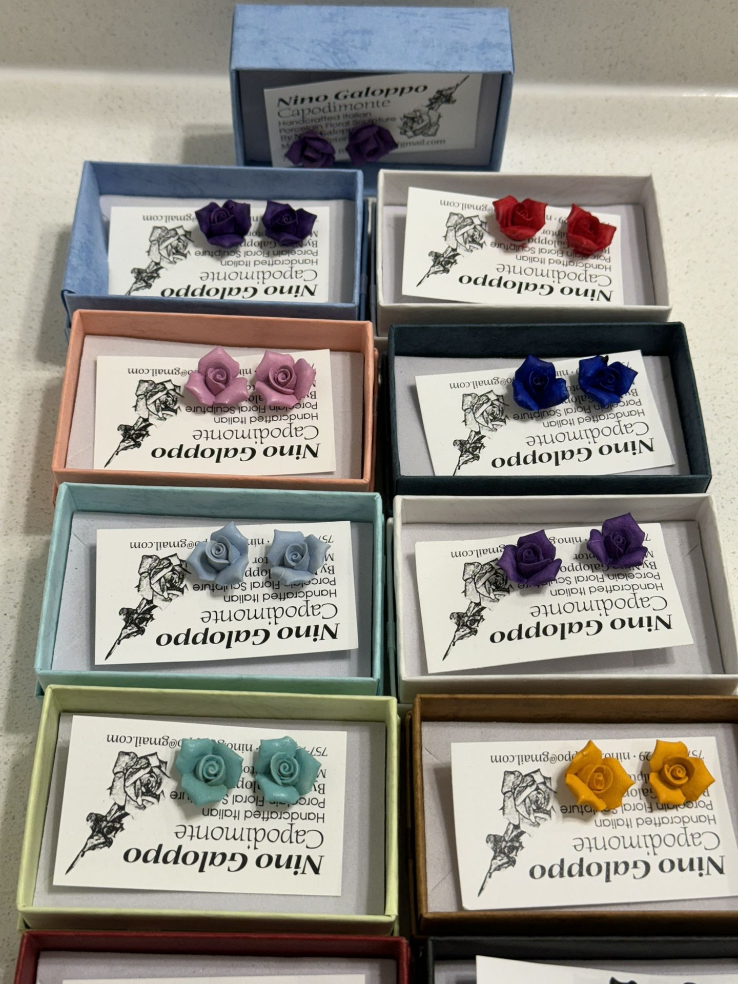 Handmade Hand Painted Rose Earrings