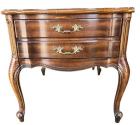 French Provincial Style 2-Drawer Wood Nightstand / Side Table