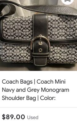 Coach Small Black and Grey Monogram Bag Handbag Mini