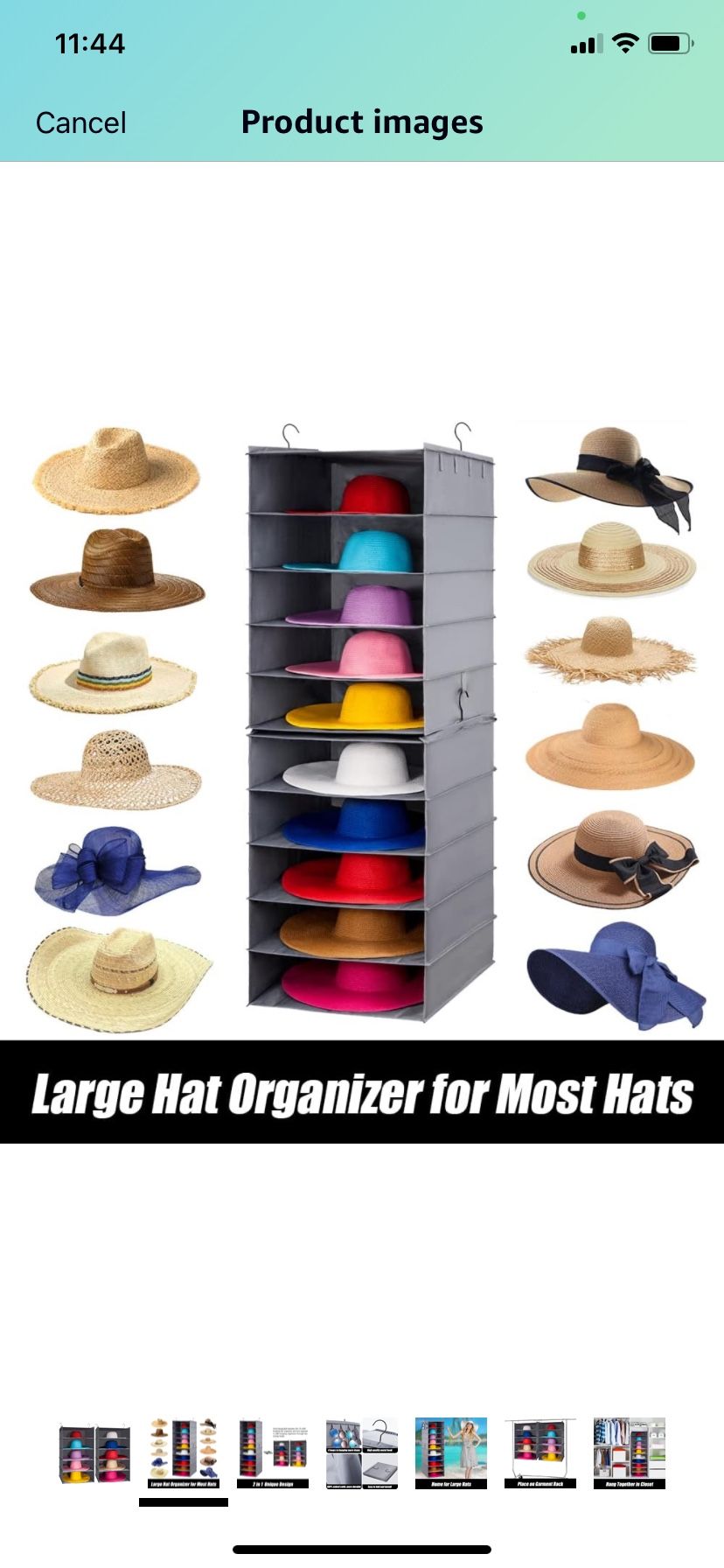 LADYBRO Large Hat Storage for Closet Hanging Hats Organizer for Wide Brim Hat 10 Shelf Oversized Hat Racks for