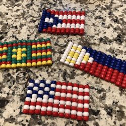 Custom Made Bead Flags W/ Key Ring Or Hook 