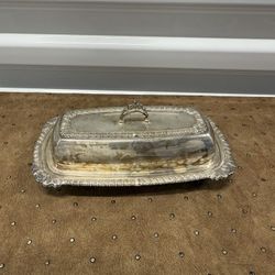 Vintage Pilgrim Silver Co. Silver Plated Butter Dish w/Lid Marked "Pilgrim 73"