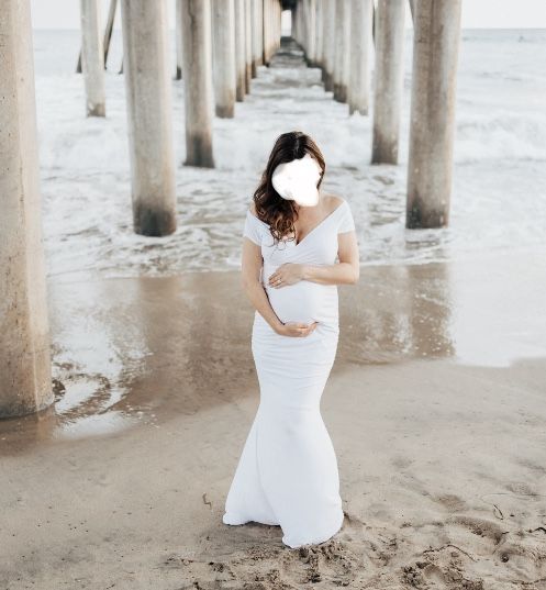 White Maternity Photo Shoot Dress