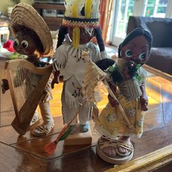 3 Set  Of Vintage Mexican folk art dolls 