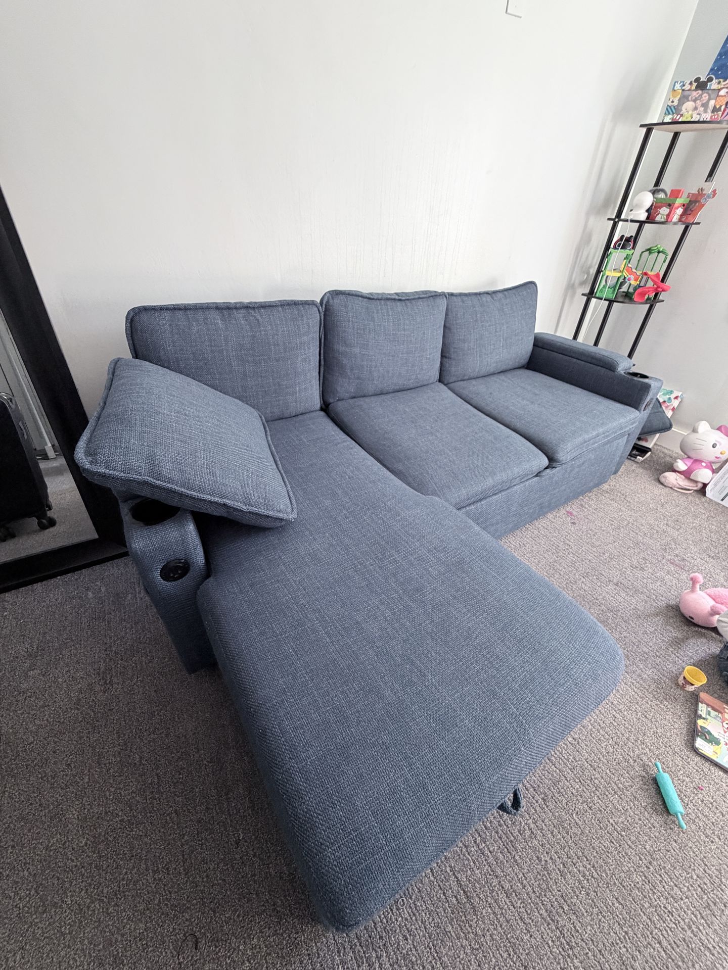 Sofa cama blue with usb port