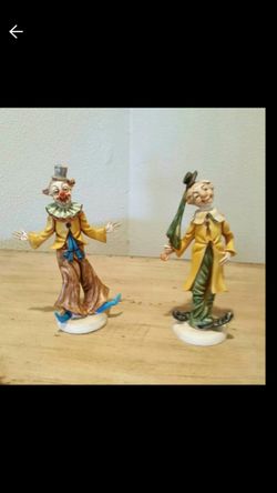 Clown figurine set of 2 .made in italy