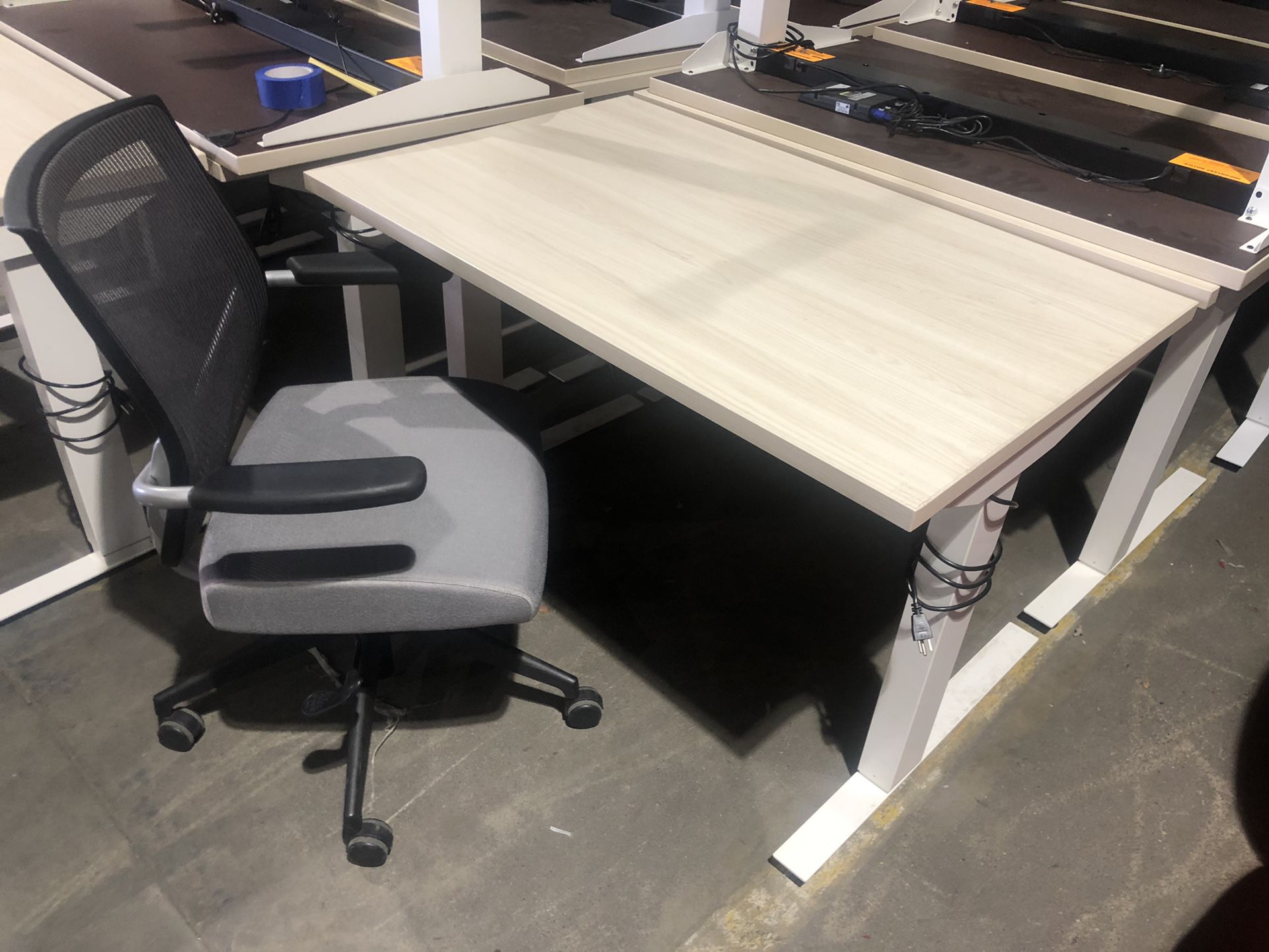 Sit to stand electric desk and chair