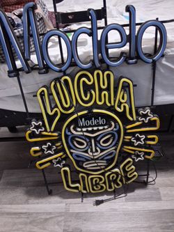 Large Modelo Lucha Libre Illuminated Beer Bar Sign Neon Light