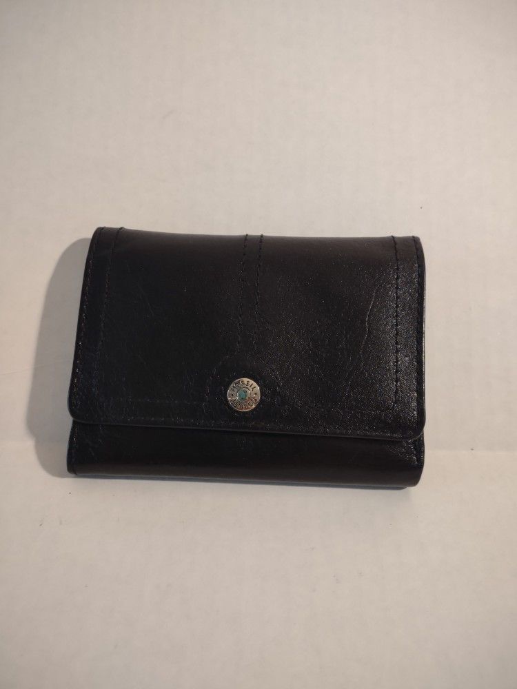 Vintage Fossil Wallet Black Leather