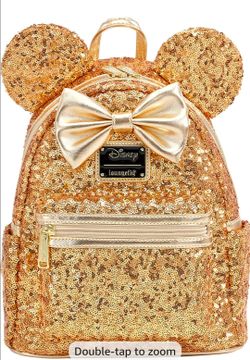Loungefly X LASR Exclusive Disney Yellow Gold Sequin Minnie Mini Backpack