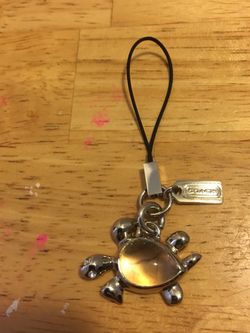 Coach Silver Turtle With Crystal Stone. Key Chain.