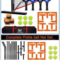 Pickleball Net for Driveway, Portable Pickleball Net System with Regualtion Size 22FT Pickle Ball Net, Outdoor Pickleballs, Carry Bag, Weather Resista