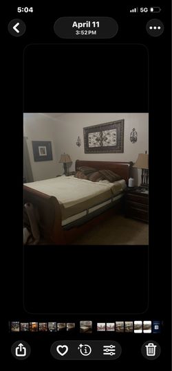 Queen Size Cherry Wood Sleigh Bed Frame