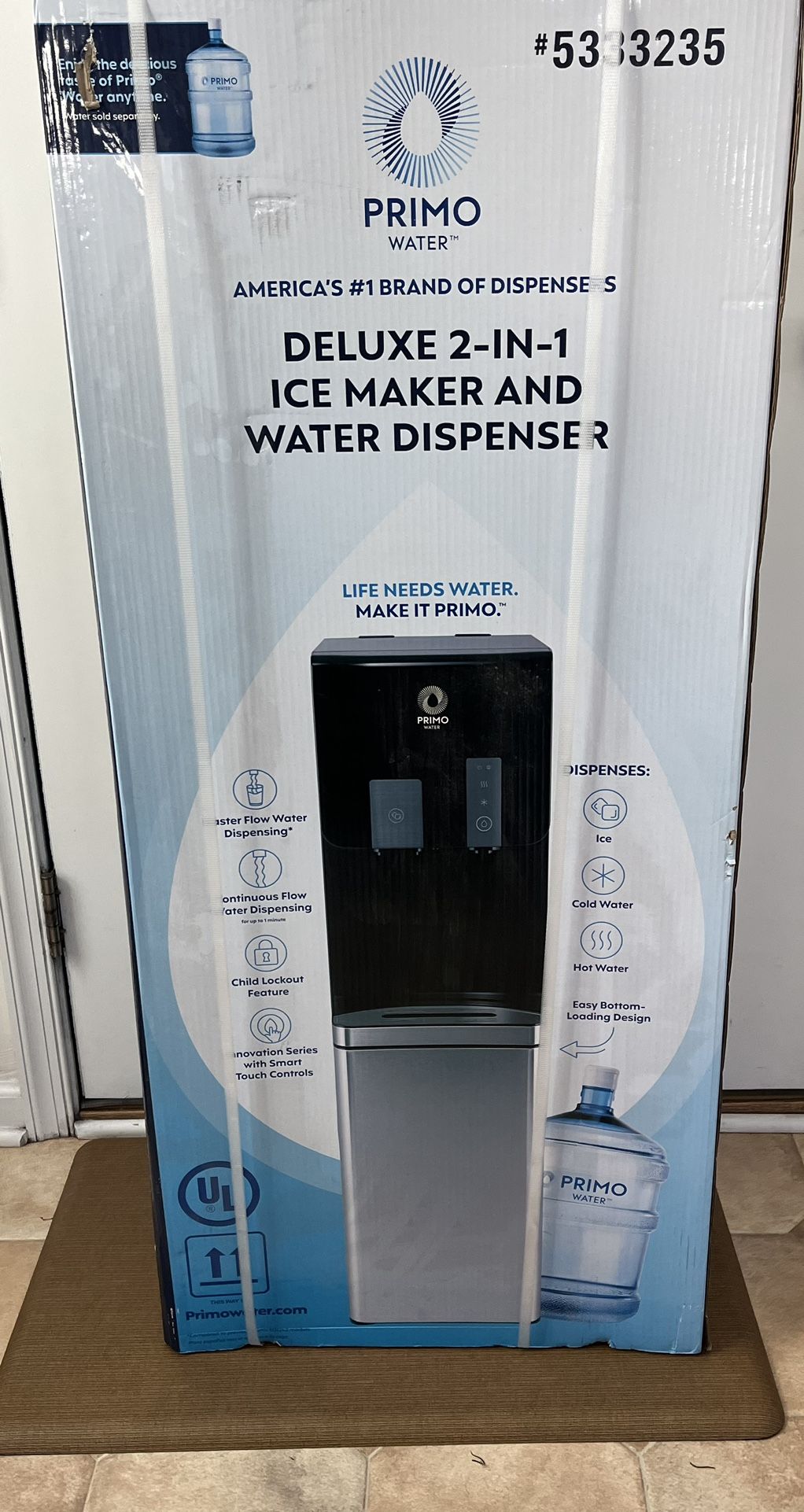 Primo Stainless Steel Bottom-loading Cold and Hot Water Cooler (Single Ice Maker)