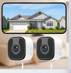 2 Pack 3MP 2K Window Camera，2.4Ghz & 5Ghz WiFi Wireless Indoor & Outdoor Cameras for Home Security with Enhanced Color Night Vision,Mounting Sticker,P