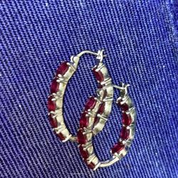 4ct 925 Ruby Hoop earrings 