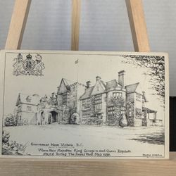 Vintage 1939 Government House Victoria BC Postcard Edward Goodall Royal Visit