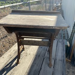 1900’s Kids School Desk Wood Stamped Old Antique 
