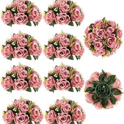 BLOSMON Flower Ball Centerpieces for Wedding: 10 Pcs Dusty Pink Fake Roses Flowers