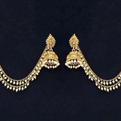 Fashion Drop Earrings With Hair Chain 