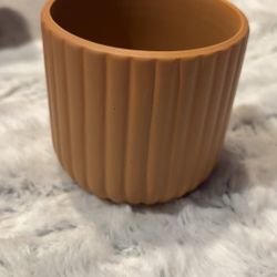 Set of 6 Small Brown Ceramic Round Flower Pots for Succulents and Herbs