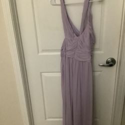 David's Bridal Celebrate Purple Iris Long Mesh Open Back Bride Maid Dress Sz 22