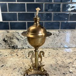 Vintage Solid Brass Seahorse Oil Lamp
