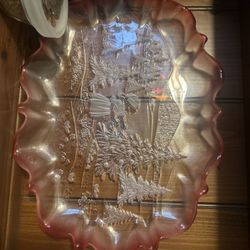 Mikasa Cranberry Christmas Story Large Platter,  Holiday Serving Tray