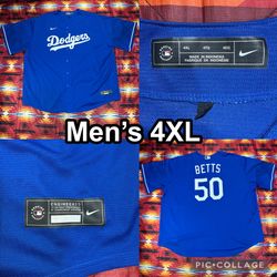 Los Angeles Dodgers Mookie Betts #50 Nike Blue MLB Jersey Men’s Size 4XL
