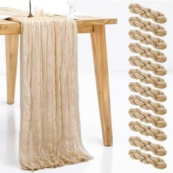10 ft. Beige Cheesecloth Table Runner Boho Gauze Rustic Sheer New