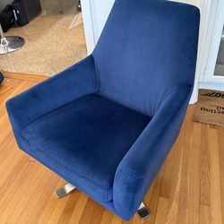 Modern Royal Blue Velvet Accent Chairs Swivel