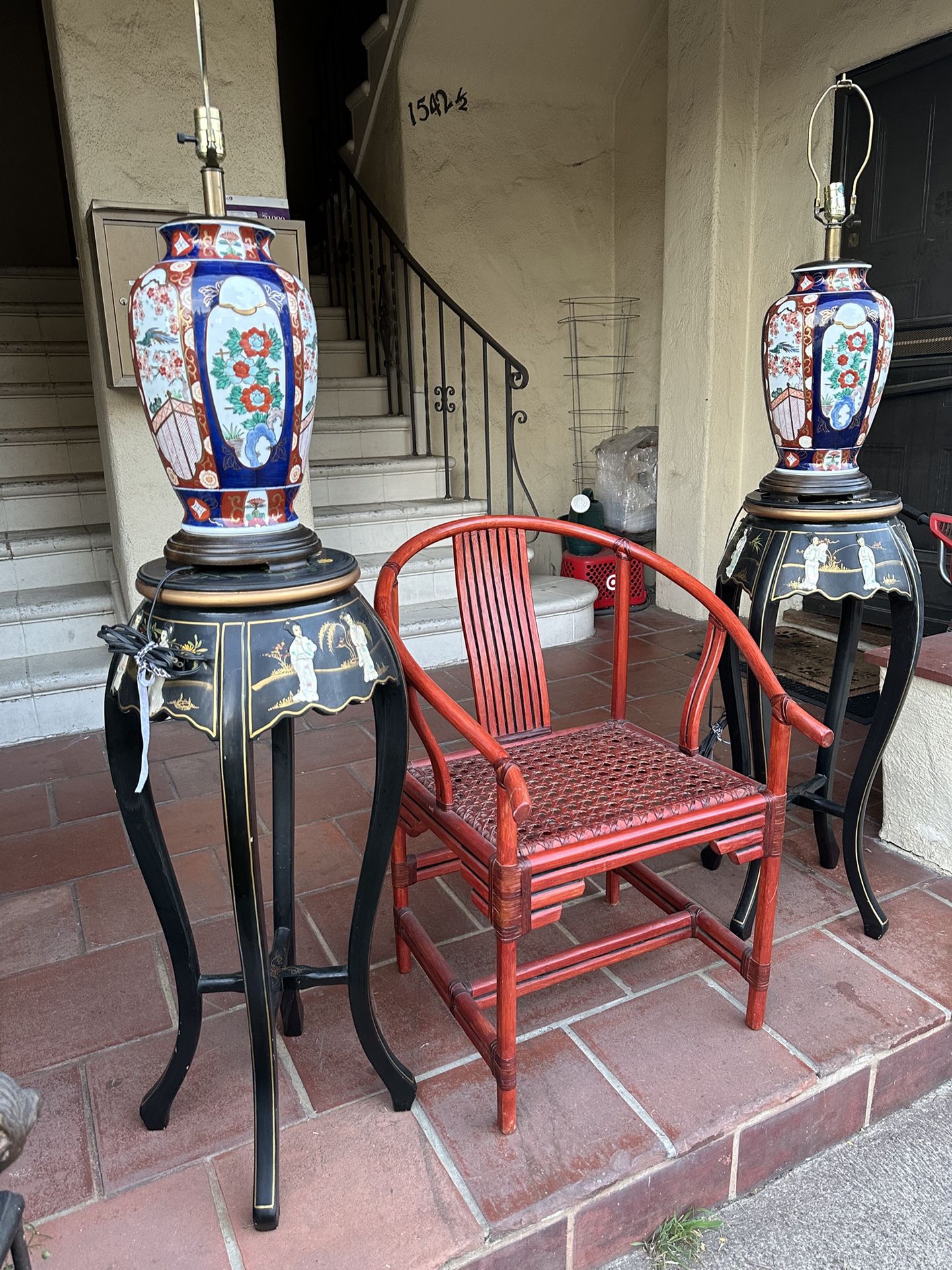 Vintage Asian Side Tables Or Plant Stands ( NO Chair )