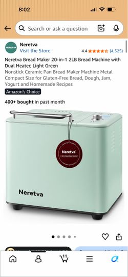 Neretva Bread Maker 20-in-1 2LB Bread Machine with Dual Heater, Light Green